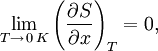 \lim\limits_{T \to \, 0\, K} \left( \frac{\partial S}{\partial x} \right)_T = 0,