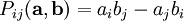 \ P_{ij}(\mathbf{a,b}) = a_i b_j - a_j b_i