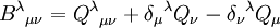 {B^\lambda}_{\mu\nu}={Q^\lambda}_{\mu\nu} + {\delta_\mu}^\lambda Q_\nu - {\delta_\nu}^\lambda Q_\mu\;