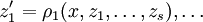 z_1'=\rho_1(x,z_1, \dots, z_s), \dots