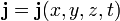 \mathbf{j}=\mathbf{j}(x,y,z,t)