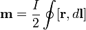 \mathbf{m} = {I \over 2}\oint[\mathbf{r}, d\mathbf{l}]