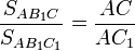 \frac{S_{AB_1C}}{S_{AB_1C_1}} = \frac{AC}{AC_1}