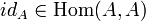 id_A\in \mathrm{Hom}(A,A)