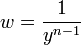 w=\frac{1}{y^{n-1}}