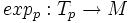 exp_p:T_p\to M