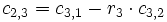c_{2,3} = c_{3,1} - r_3 \cdot c_{3,2}