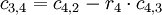 c_{3,4} = c_{4,2} - r_4 \cdot c_{4,3}