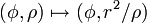 (\phi,\rho)\mapsto (\phi,r^2/\rho)
