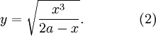 y=\sqrt{\frac{x^3}{2a-x}}.\qquad\qquad(2)