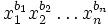 x_1^{b_1} x_2^{b_2}\ldots x_n^{b_n}