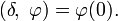 (\delta,\;\varphi)=\varphi(0).