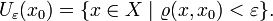 U_{\varepsilon}(x_0) = \{ x\in X \mid \varrho(x,x_0) &amp;lt; \varepsilon \}.