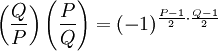 \left(\frac{Q}{P}\right) \left(\frac{P}{Q}\right) = (-1)^{\frac{P-1}{2}\cdot\frac{Q-1}{2}}