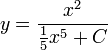 y = \frac{x^2}{\frac{1}{5}x^5 + C}