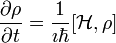 \frac{\partial \rho}{\partial t} = \frac{1}{\imath \hbar} [ \mathcal{H}, \rho ]