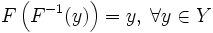 F\left(F^{-1}(y)\right) = y,\; \forall y \in Y