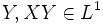 Y,XY \in L^1