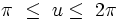 \pi\ \le\;u\le\;2\pi\;