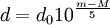 d=d_0 10^{\frac{m-M}{5}}