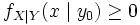 f_{X\mid Y}(x\mid y_0) \ge 0