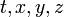~t,x,y,z