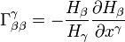 \Gamma^\gamma_{\beta\beta}=-\frac{H_\beta}{H_\gamma}\frac{\partial H_\beta}{\partial x^\gamma}