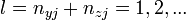 l = n_{yj} + n_{zj} = 1,2,... \ 