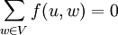 \ \sum_{w \in V} f(u,w) = 0