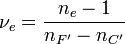 \nu_e=\frac{n_e - 1}{n_{F'} - n_{C'}}