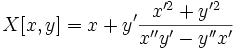 X[x,y]=x+y'\frac{x'^2+y'^2}{x''y'-y''x'}