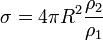 \sigma = 4\pi R^2\frac{\rho_2}{\rho_1}