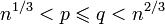 n^{1/3}&amp;lt;p\leqslant q&amp;lt;n^{2/3}